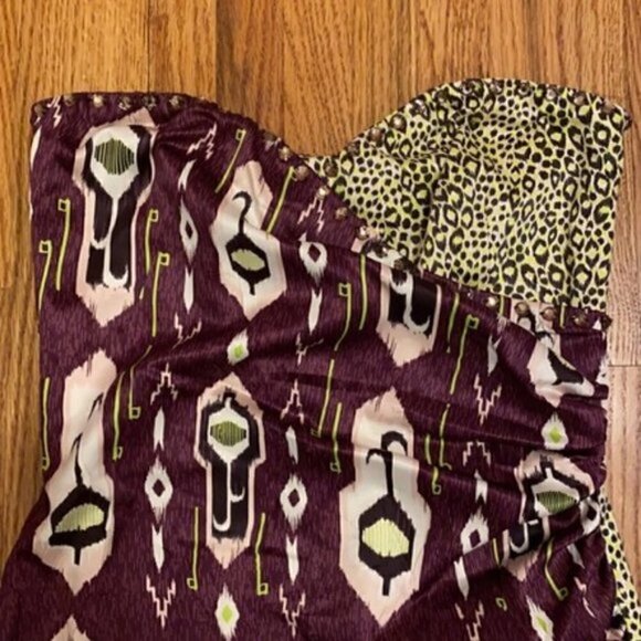 H&M Mini Dress 4 Aztec Tribal Cheetah Crossover Yellow Purple - Picture 3 of 13